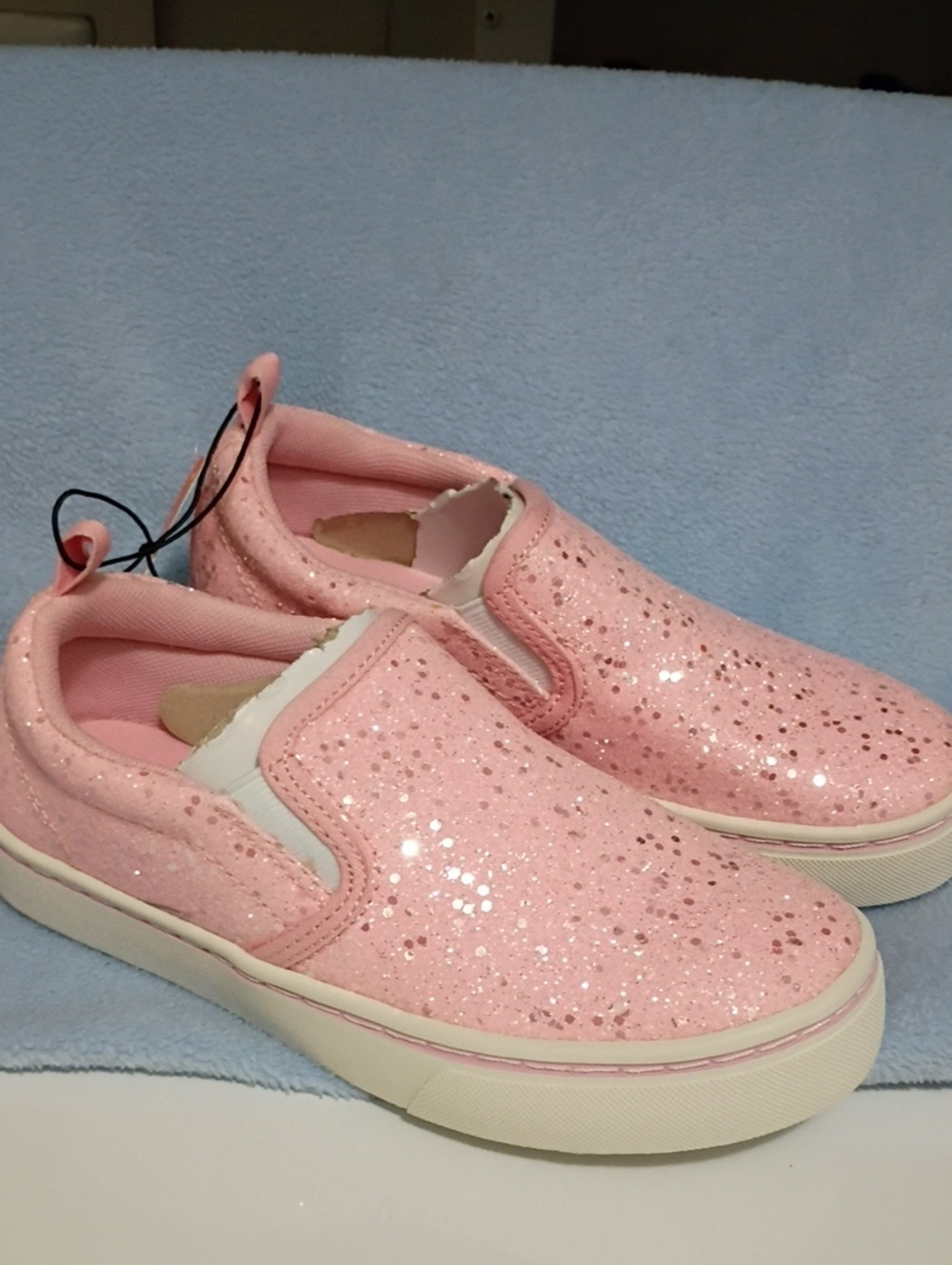 wonder nation Pink Glitter Slip-On Sneakers for Kids
